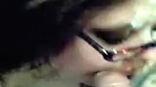 Chubby wife doesnt mind getting jizzed in her glasses