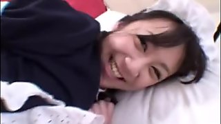 Japanese maid with hairy pussy bends over
