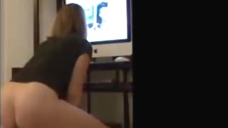 Wife Riding Dildo Watching Video