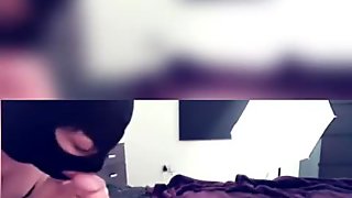 masked girlfriend blowjob and cum in mouth
